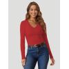 imageATHMILE Womens Fall Deep V Neck Long Sleeve Shirts Modal Slim Fit Basic Tee Tops 2025Ared