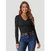 imageATHMILE Womens Fall Deep V Neck Long Sleeve Shirts Modal Slim Fit Basic Tee Tops 2025Bblack