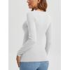 imageATHMILE Womens Fall Deep V Neck Long Sleeve Shirts Modal Slim Fit Basic Tee Tops 2025Bwhite