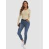 imageATHMILE Womens Long Sleeve Crewneck Ribbed Tops Fall Fitted Stretch Casual Basic T Shirts 2025Abeige