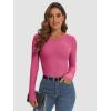 imageATHMILE Womens Long Sleeve Crewneck Ribbed Tops Fall Fitted Stretch Casual Basic T Shirts 2025Ahot Pink