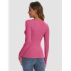 imageATHMILE Womens Long Sleeve Crewneck Ribbed Tops Fall Fitted Stretch Casual Basic T Shirts 2025Ahot Pink