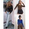 imageATHMILE Womens Long Sleeve Crewneck Ribbed Tops Fall Fitted Stretch Casual Basic T Shirts 2025Awine Red