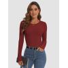 imageATHMILE Womens Long Sleeve Crewneck Ribbed Tops Fall Fitted Stretch Casual Basic T Shirts 2025Awine Red