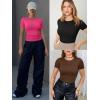 imageATHMILE Womens Long Sleeve Crewneck Ribbed Tops Fall Fitted Stretch Casual Basic T Shirts 2025Bred