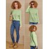 imageATHMILE Womens Long Sleeve Shirts Basic Tee Fall Trendy Spring Top Business Casual Beach Vacation Workout 2025 FashionFruit Green