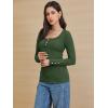 imageATHMILE Womens Long Sleeve Shirts Casual Fall Henley Top Button Down Blouses Basic Ribbed Knit T Shirts 2025Armygreen