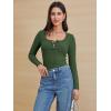 imageATHMILE Womens Long Sleeve Shirts Casual Fall Henley Top Button Down Blouses Basic Ribbed Knit T Shirts 2025Armygreen