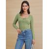 imageATHMILE Womens Long Sleeve Shirts Casual Fall Henley Top Button Down Blouses Basic Ribbed Knit T Shirts 2025Lightgreen