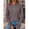 imageATHMILE Womens Long Sleeve Shirts Pleated Crew Neck Casual Fall Fashion Tops Loose Fit Lightweight Girls Outfits ClothesGray Purple