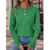 imageATHMILE Womens Long Sleeve Shirts Pleated Crew Neck Casual Fall Fashion Tops Loose Fit Lightweight Girls Outfits ClothesGreen