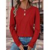 imageATHMILE Womens Long Sleeve Shirts Pleated Crew Neck Casual Fall Fashion Tops Loose Fit Lightweight Girls Outfits ClothesRed