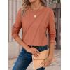 imageATHMILE Womens Long Sleeve Shirts Pleated Crew Neck Casual Fall Fashion Tops Loose Fit Lightweight Girls Outfits ClothesRust