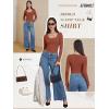 imageATHMILE Womens Long Sleeve Tops Fall Scoop Neck Ribbed Knit Shirts Slim Fitted Casual Basic Tee T Shirt for Women 2025Adark Orange