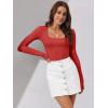 imageATHMILE Womens Long Sleeve Tops Fall Scoop Neck Ribbed Knit Shirts Slim Fitted Casual Basic Tee T Shirt for Women 2025Ared
