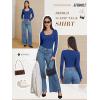 imageATHMILE Womens Long Sleeve Tops Fall Scoop Neck Ribbed Knit Shirts Slim Fitted Casual Basic Tee T Shirt for Women 2025Aroyal Blue