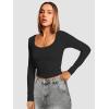 imageATHMILE Womens Long Sleeve Tops Fall Scoop Neck Ribbed Knit Shirts Slim Fitted Casual Basic Tee T Shirt for Women 2025Bblack