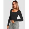 imageATHMILE Womens Long Sleeve Tops Fall Scoop Neck Ribbed Knit Shirts Slim Fitted Casual Basic Tee T Shirt for Women 2025Bblack