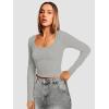 imageATHMILE Womens Long Sleeve Tops Fall Scoop Neck Ribbed Knit Shirts Slim Fitted Casual Basic Tee T Shirt for Women 2025Bgrey