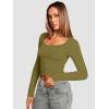 imageATHMILE Womens Long Sleeve Tops Fall Scoop Neck Ribbed Knit Shirts Slim Fitted Casual Basic Tee T Shirt for Women 2025Bolive Green
