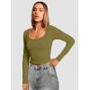imageATHMILE Womens Long Sleeve Tops Fall Scoop Neck Ribbed Knit Shirts Slim Fitted Casual Basic Tee T Shirt for Women 2025Bolive Green