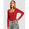 imageATHMILE Womens Long Sleeve Tops Fall Scoop Neck Ribbed Knit Shirts Slim Fitted Casual Basic Tee T Shirt for Women 2025Bred