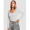 imageATHMILE Womens Long Sleeve Tops Fall Scoop Neck Ribbed Knit Shirts Slim Fitted Casual Basic Tee T Shirt for Women 2025Bwhite