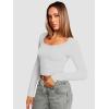 imageATHMILE Womens Long Sleeve Tops Fall Scoop Neck Ribbed Knit Shirts Slim Fitted Casual Basic Tee T Shirt for Women 2025Bwhite