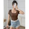 imageATHMILE Womens Long Sleeve Tops Fall Scoop Neck Ribbed Knit Shirts Slim Fitted Casual Basic Tee T Shirt for Women 2025Cbrown