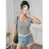 imageATHMILE Womens Long Sleeve Tops Fall Scoop Neck Ribbed Knit Shirts Slim Fitted Casual Basic Tee T Shirt for Women 2025Cheather Grey