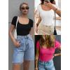 imageATHMILE Womens Long Sleeve Tops Fall Scoop Neck Ribbed Knit Shirts Slim Fitted Casual Basic Tee T Shirt for Women 2025Cheather Grey