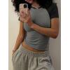 imageATHMILE Womens Short SleeveLong Sleeve Cropped Tops Slim Fit Stretchy Color Block Slightly Shirts Y2k Fashion Clothes1grey Black Combo
