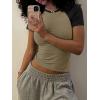imageATHMILE Womens Short SleeveLong Sleeve Cropped Tops Slim Fit Stretchy Color Block Slightly Shirts Y2k Fashion Clothes1mocha Black Combo