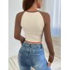 imageATHMILE Womens Short SleeveLong Sleeve Cropped Tops Slim Fit Stretchy Color Block Slightly Shirts Y2k Fashion Clothes2beige Brown Combo