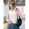 imageATHMILE Womens Short SleeveLong Sleeve Cropped Tops Slim Fit Stretchy Color Block Slightly Shirts Y2k Fashion Clothes2beige Pink Combo