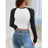 imageATHMILE Womens Short SleeveLong Sleeve Cropped Tops Slim Fit Stretchy Color Block Slightly Shirts Y2k Fashion Clothes2white Black Combo