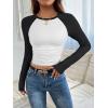 imageATHMILE Womens Short SleeveLong Sleeve Cropped Tops Slim Fit Stretchy Color Block Slightly Shirts Y2k Fashion Clothes2white Black Combo