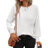 imageATHMILE Long Sleeve Tops for Women 2025 Spring Fashion T Shirts for Women Crewneck Casual Loose Shirts Basic TeeWhite