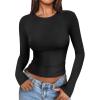 imageATHMILE Womens Basic TShirts Going Out Crop Tops Tight Slim Fit Cute Teen Girls Short SleeveLong Sleeve Y2k Clothes2black