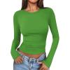imageATHMILE Womens Basic TShirts Going Out Crop Tops Tight Slim Fit Cute Teen Girls Short SleeveLong Sleeve Y2k Clothes2green