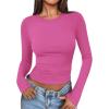 imageATHMILE Womens Basic TShirts Going Out Crop Tops Tight Slim Fit Cute Teen Girls Short SleeveLong Sleeve Y2k Clothes2hot Pink