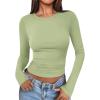 imageATHMILE Womens Basic TShirts Going Out Crop Tops Tight Slim Fit Cute Teen Girls Short SleeveLong Sleeve Y2k Clothes2light Green