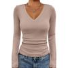imageATHMILE Womens Fall Deep V Neck Long Sleeve Shirts Modal Slim Fit Basic Tee Tops 2025Alatte