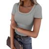 imageATHMILE Womens Long Sleeve Tops Fall Scoop Neck Ribbed Knit Shirts Slim Fitted Casual Basic Tee T Shirt for Women 2025Cheather Grey