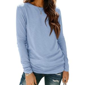 imageATHMILE Womens Long Sleeve Shirts Basic Tee Fall Trendy Spring Top Business Casual Beach Vacation Workout 2025 FashionIce Blue