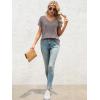 imageATHMILE T Shirts Short Sleeve V Neck Tees for Women Fashion Tops Trendy Lightweight Casual Summer Outfits Clothes 2025 BeachGreypurple