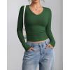 imageATHMILE Women Short Sleeve V Neck Ribbed Knit Fitted Shirts Basic Tees Tops 2025 Summer Casual TShirts Going Out OutfitsLdark Green