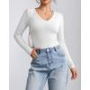 imageATHMILE Women Short Sleeve V Neck Ribbed Knit Fitted Shirts Basic Tees Tops 2025 Summer Casual TShirts Going Out OutfitsLwhite