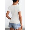 imageATHMILE Women Short Sleeve V Neck Ribbed Knit Fitted Shirts Basic Tees Tops 2025 Summer Casual TShirts Going Out OutfitsWhite
