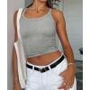 imageATHMILE Women Tank Top Sleeveless Scoop Neck Form Fitting Ribbed Knit Basic Cami Shirts1 Short Length Grey